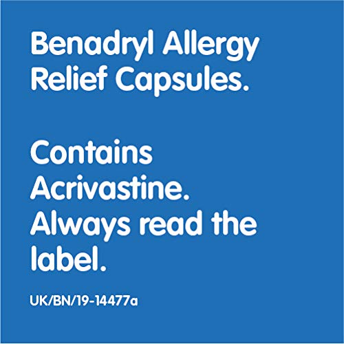 [Australia] - Benadryl Allergy Relief Capsules - Fast-Acting Antihistamine Capsules - Starts to Work in 15 Minutes - 12 Capsules 12 Count (Pack of 1) 