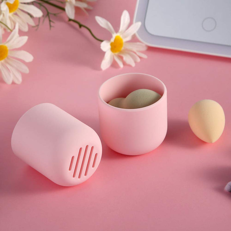 [Australia] - BEZOX Makeup Sponge Holder, Cosmetic Blender Silicone Travel Case,Makeup Puff Ball Protective Carrying Container (BLENDER NOT INCLUDED) - Pink 