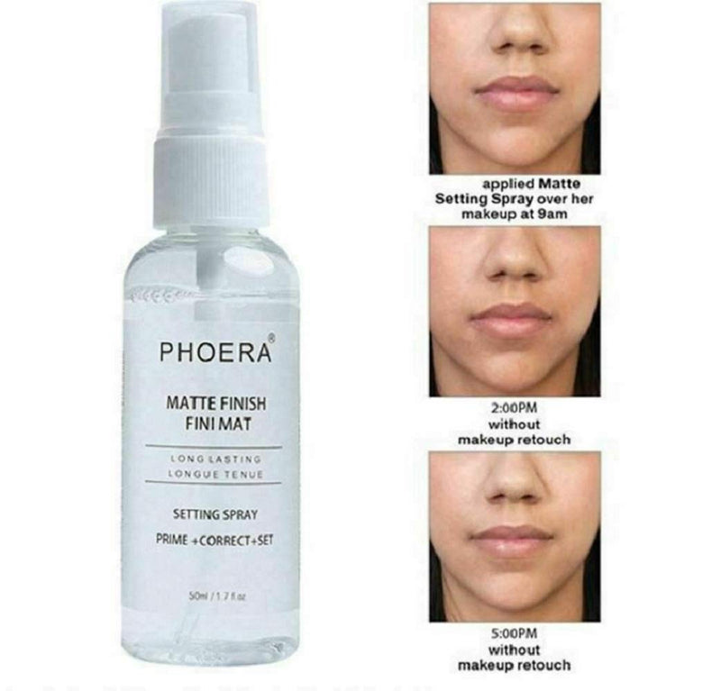 [Australia] - AQUAPURITY Phoera Makeup Setting Spray Matte Finish, Makeup Sealer Spray Long Lasting16Hr Wear Face Make Up Foundation 3 In 1 Fixer, Primer & Corrector Light Weight Beauty Blender (SETTING SPRAY 50ML) 