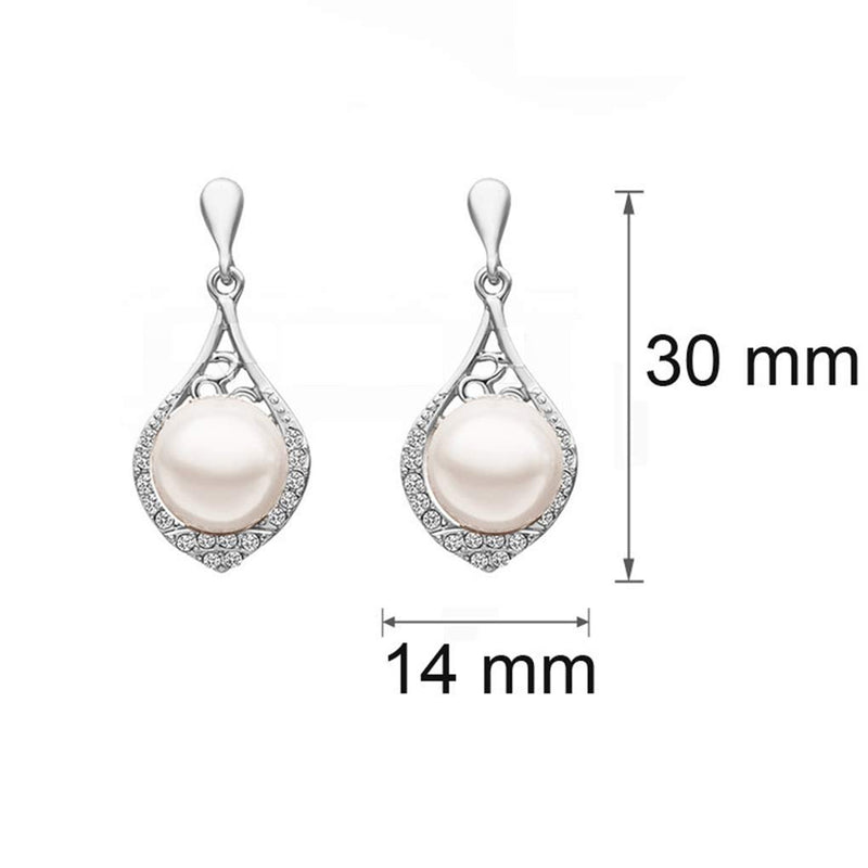 [Australia] - Yalice Fashion Bride Pearl Wedding Necklace Earrings Crystal Bridal Jewelry Sets for Women and Girls Silver 