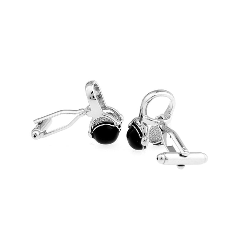 [Australia] - Men's Black and Silver Music Listening DJ Headphone Rock Headset Cufflinks 