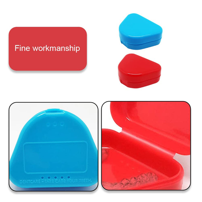 [Australia] - TAORANJU 2 Pcs Retainer Cases Denture Box Orthodontic Dental Retainer Boxes with Air Vent Holes Braces Storage Boxes for Mouth Guard Teeth Braces (Red, Blue) 