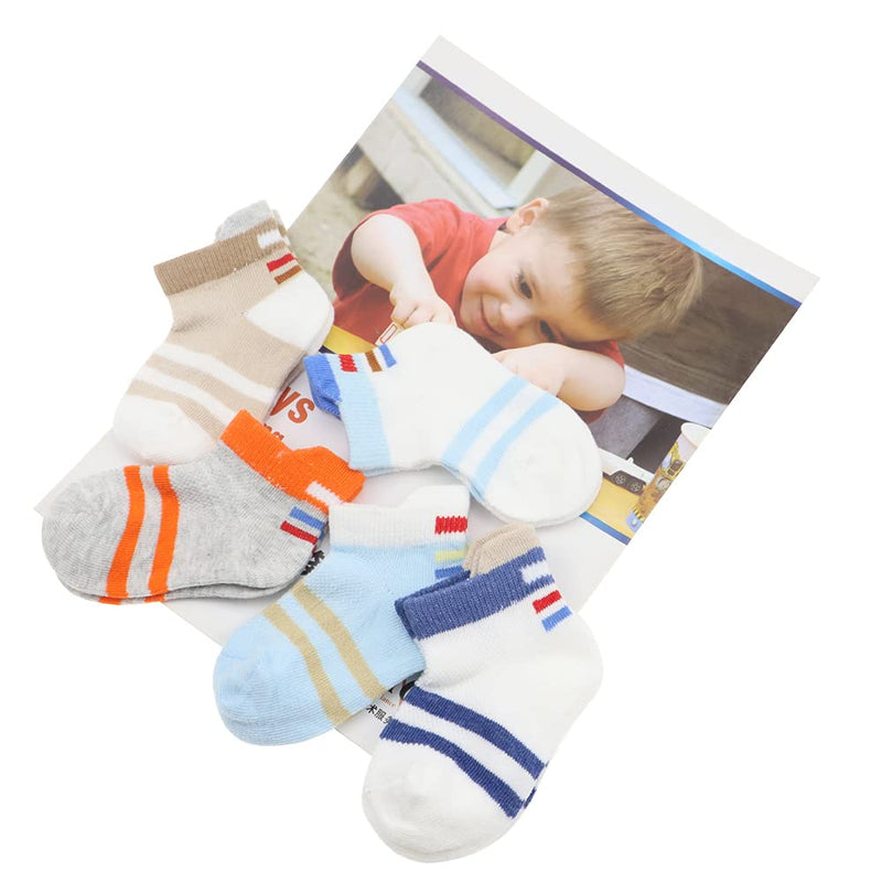 [Australia] - Newborn Socks 5 Pairs Non-Slip Ankle Baby Socks for Infant Toddler Unisex Baby A 0-12 Months 