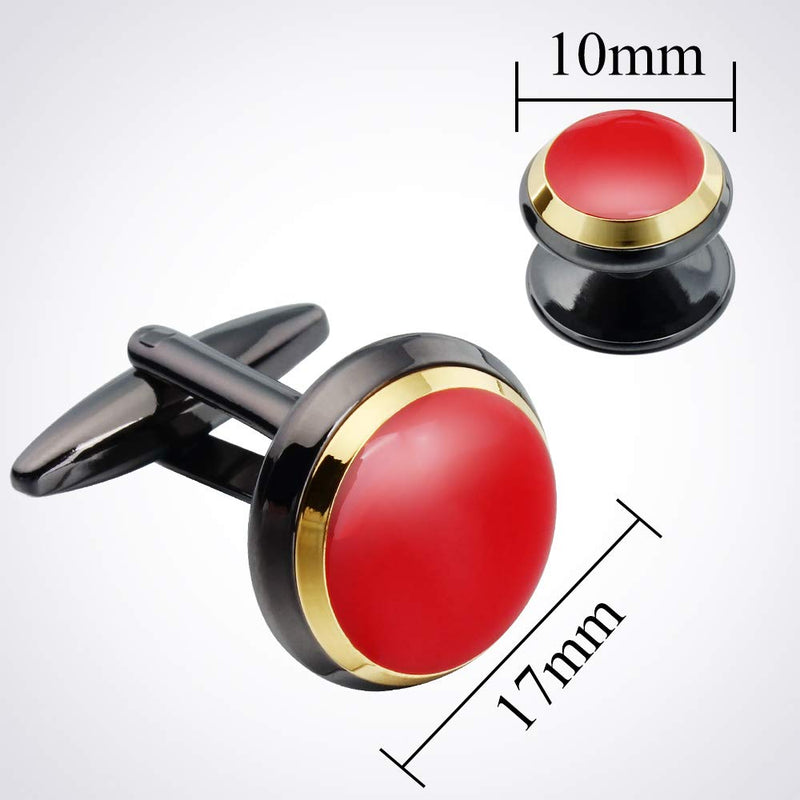 [Australia] - HAWSON Cuff Links Tuxedo Studs Set for Men - Best Gifts for Wedding, Formal Events Red enamel 