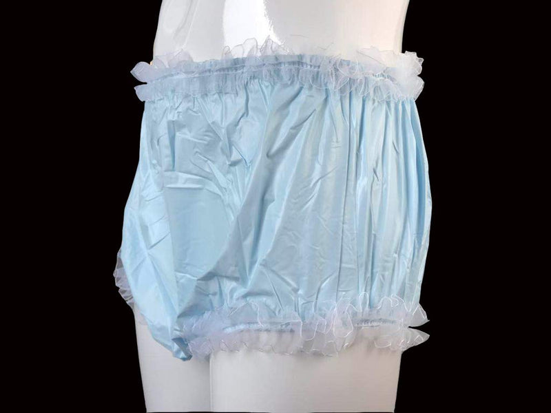 [Australia] - Haian Adult Incontinence Pull-on Plastic Pants Lace Panties Color Baby Blue with White Lace (Large) Large 