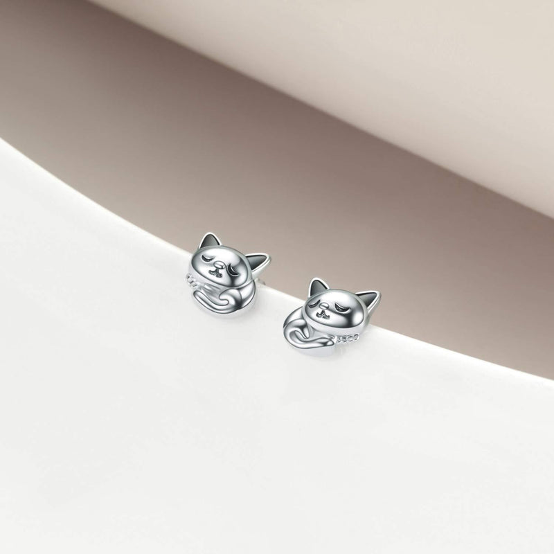 [Australia] - Cat Gifts for Cat Lovers 925 Sterling Silver Cat Earrings for Women Girls Kitten Cat Studs 