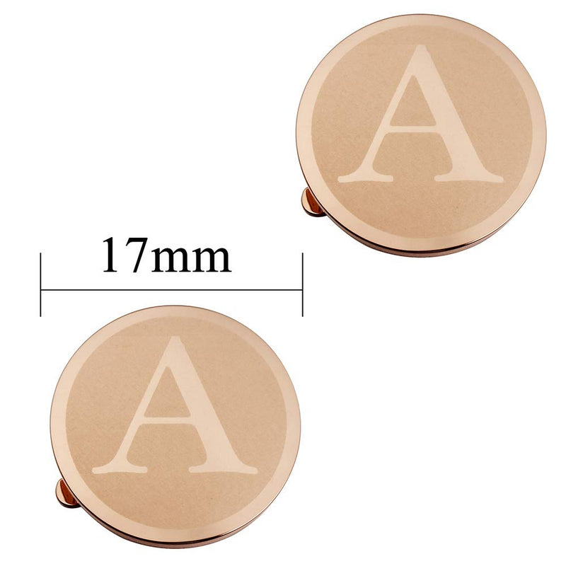 [Australia] - HAWSON Button Covers for Men - Silver Rose Gold Personalized Cufflinks for Men Button Cover Cufflinks for Wedding and Formal Event Accessories Alphabet Initials A-Z Rose Gold A 