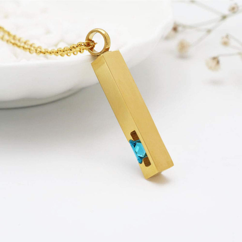 [Australia] - Inlay Multi-Colored Cubic Zircon Bar Keepsake Cremation Jewelry Stainless Steel Memorial Urn Pendant Necklace 