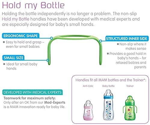 [Australia] - MAM Hold My Bottle Handles, Pack of 2, Compatible with Wide Range of MAM Bottles and the MAM Trainer Bottle, New Baby and Baby Feeding Essentials, Blue 