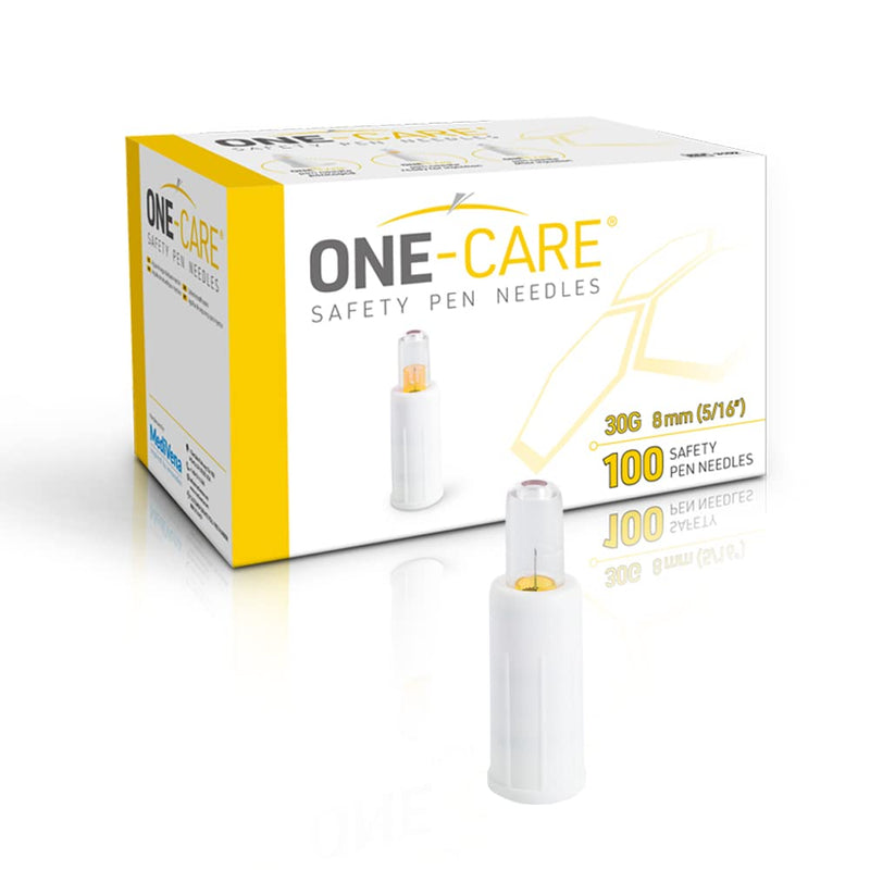 [Australia] - MediVena ONE-CARE Safety Pen Needles, 30G, 8mm, Box of 100, Safe Injection, Compatible with Most Pen injectors 