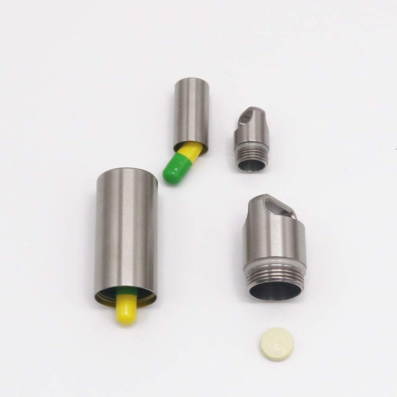 [Australia] - Waterproof Stainless Steel Pill Case Keychain, Durable Travel Pill Box Bottle Holder Tough for Men Purse Pocket Outdoor Emergency Kit Silver 