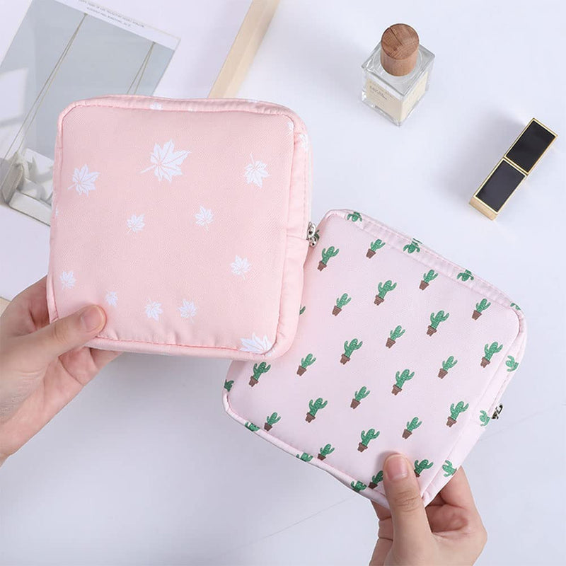 [Australia] - 2 Pack Sanitary Napkin Towels Storage Bag Portable Pantyliners Bag with Zipper Makeup Bag with Zipper for Women Girls Ladies Style 1 