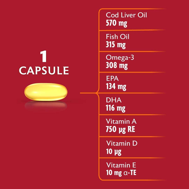 [Australia] - Seven Seas Cod Liver Oil Tablets, Maximum Strength, 885 mg Cod Liver Oil & Fish Oil, 308 mg Omega-3, 60 Capsules With Vitamin D, EPA & DHA Cod Liver Oil Maximum Strength 