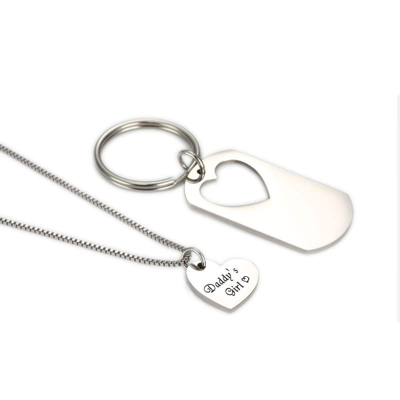 [Australia] - Gifts for Dad Necklace Jewelry, Father Daughter Keychains Jewelry, Daddy's Girl Birthday Necklace Set- There's This Girl Who Stole My Heart She Calls Me Daddy 