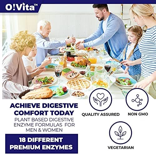 [Australia] - O!VITA Premium Digestive Enzymes with Plant-Based enzymes, Supports Better Digestion, Better Nutrient Absorption (60 Non-GMO Vegetable Capsules) 