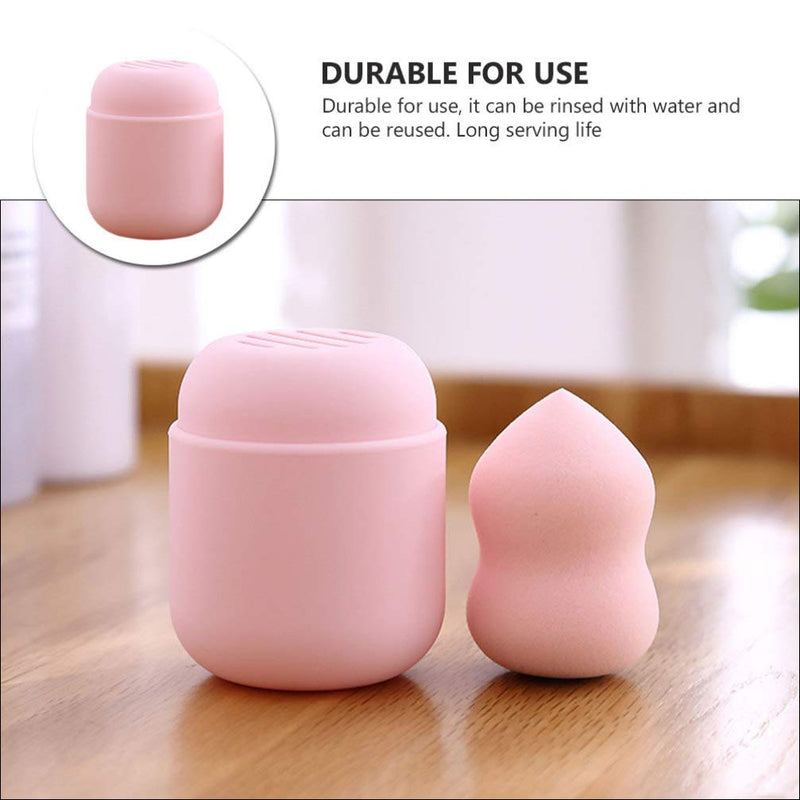 [Australia] - Beaupretty Makeup Sponge Holder Makup Blender Holder with Cover Cosmetic Sponge Carrying Container Foundation Blending Sponge Makeup Puff Travel Case (Pink) 