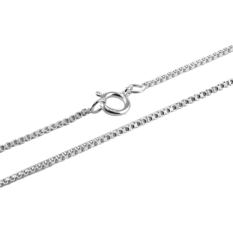 [Australia] - Hoops & Loops Sterling Silver 1mm Box Chain Dainty Necklace 16.0 Inches 