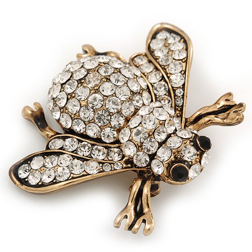 [Australia] - Avalaya Swarovski Crystal Bee Brooch (Burn Gold Metal) - 4.5cm Length 