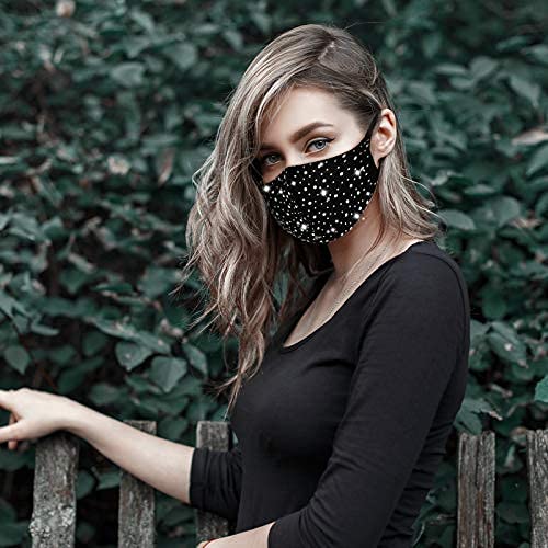 [Australia] - 6 Pieces Bling Rhinestone Washable Face Coverings Glitter Crystal Party Masquerade Ball Mouth Covering for Women Girls 