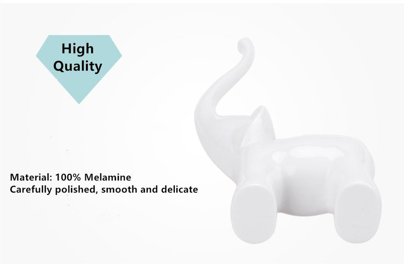 [Australia] - Fantasee Elephant Ring Holder Decorative Ring Stand Art Crafts Home Decor, 100% Melamine Material, Ceramic-Like (White Elephant) White Elephant 