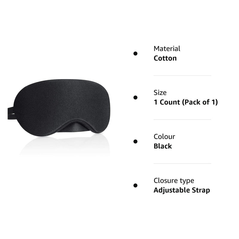 [Australia] - Cotton Sleep Mask, Eye Mask, Gritin Light-Blackout Sleeping Mask - (2023 Newest Nose Fitting Shade Design) Ultra Soft & Comfortable Eye Blinder with Adjustable Strip and Ear Plug for Men,Women,Kids Black 