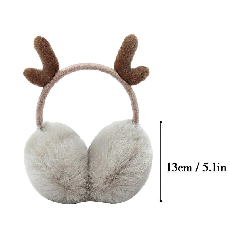 [Australia] - SEDEX Ear Muffs Women Girls Men Skiing Accessories Fluffy Foldable Polar Fleece Fabric Knitted Unicorn Kids Adults Earmuffs Thermal Ear Warmer Protection from Wind Baby Ladies Gift for Winter Adult-elk-khaki 
