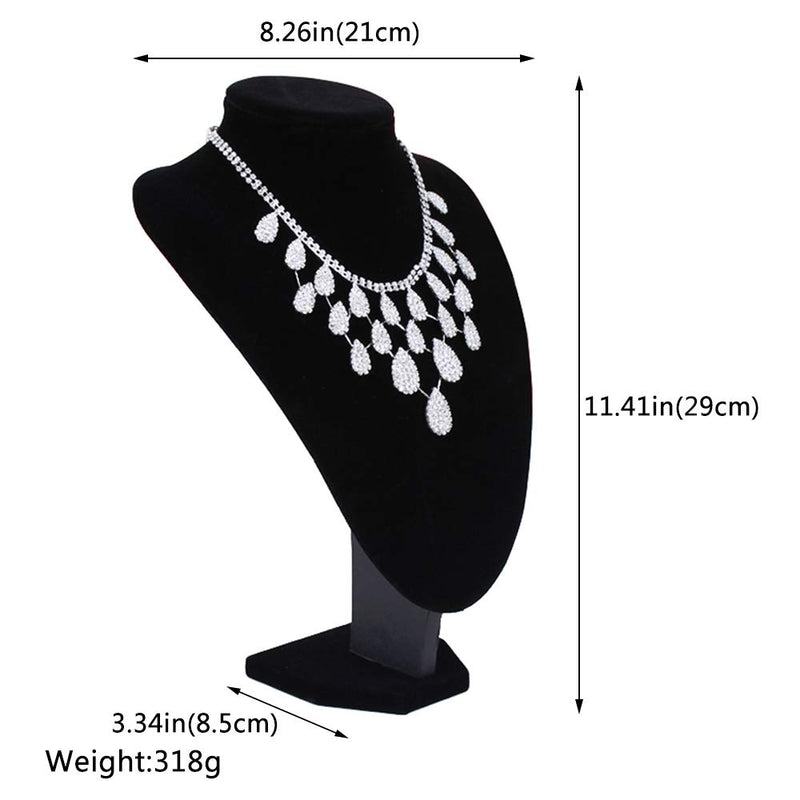 [Australia] - Wuligirl Black Velvet 3-Dimensional Necklace Bust Display Holder Jewelry Neck Pendant Chain Organizer Stand for Women(11.41 inch) 11.41 inch(Suitable for 58cm /22.83in necklace) 