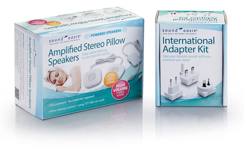 [Australia] - Sound Oasis Amplified Stereo Pillow Speakers In-Line Volume Control for Audio, Sound Masking or Tinnitus Relief 