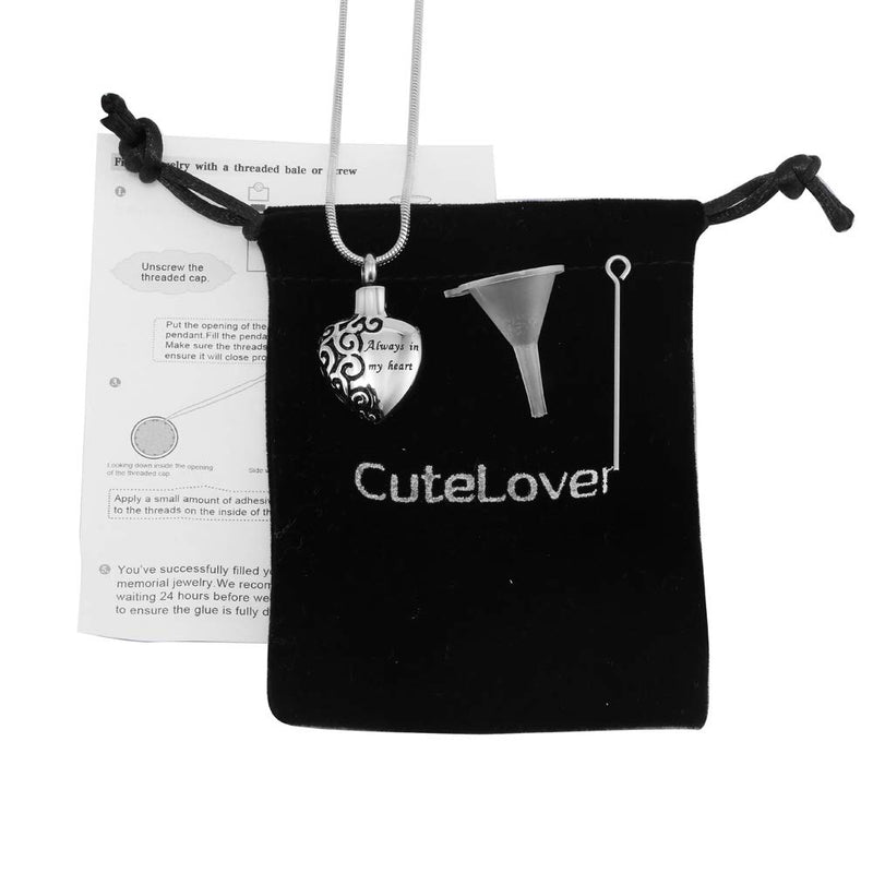 [Australia] - CuteLover Hufan Always in My Heart Cremation Urn Necklace for Ashes 