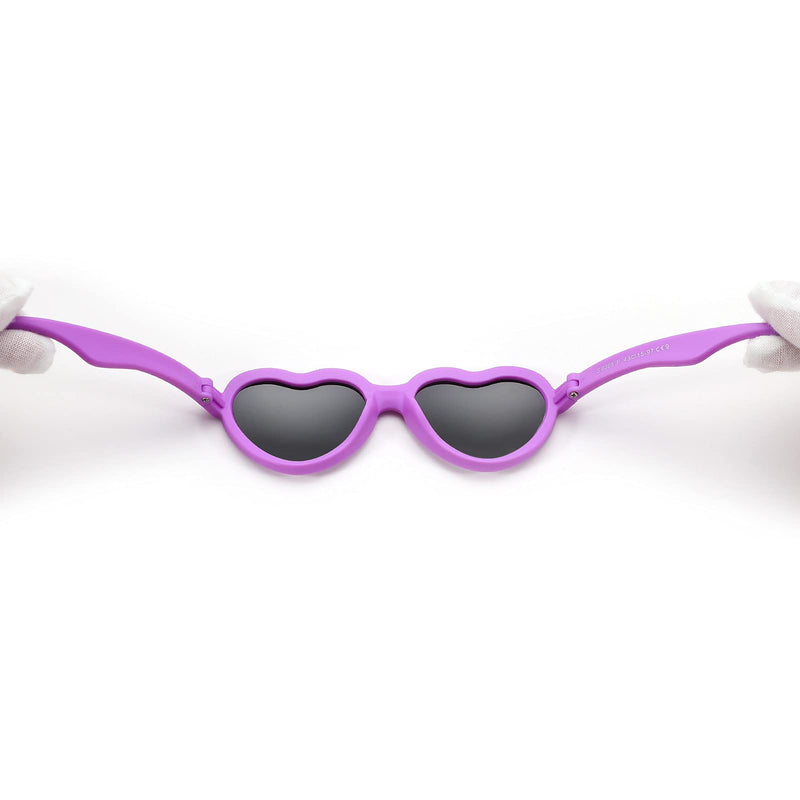 [Australia] - Baby Heart Sunglasses with Strap Toddler Shades for Girls Boys, 100% UV Protection - Age 0-24 Month 2 Pack (Pink/Pink Mirror + Purple/Gray) 