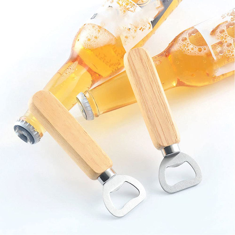 [Australia] - 4 Pcs Wooden Handle Beer Bottle Opener Personalised Bottle Opener for Bottle Cap Tools,Beer Gift for Men 