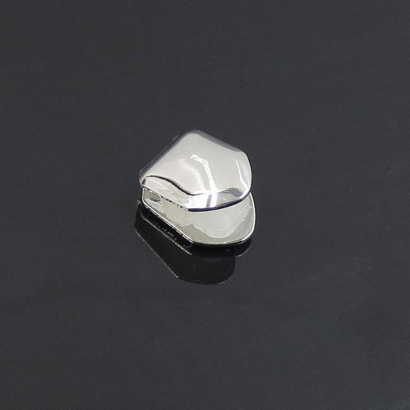 [Australia] - ULTNICE 2pcs Silver Single Tooth Fangs Cap Hip Hop Grills Single Teeth Caps Top Bottom Dental Grill 