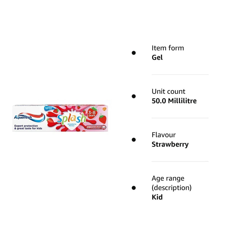 [Australia] - Aquafresh Kids Splash Strawberry Toothpaste 50ml 