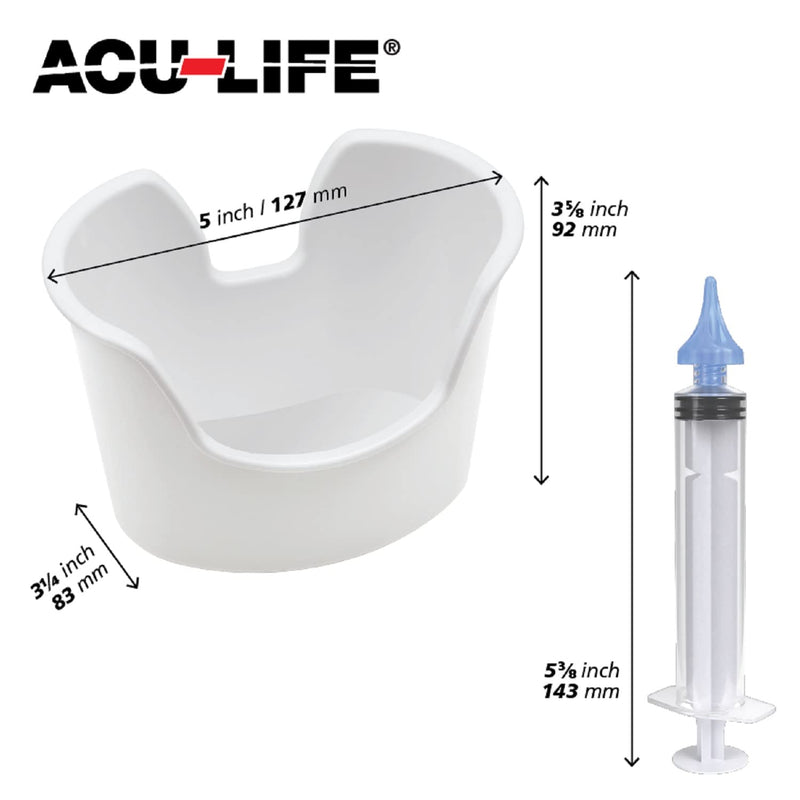 [Australia] - Acu-Life Ear and Ear Wax Cleaner for Humans Includes Syringe with Tri-Stream Tip and Ear Wax catching Basin 