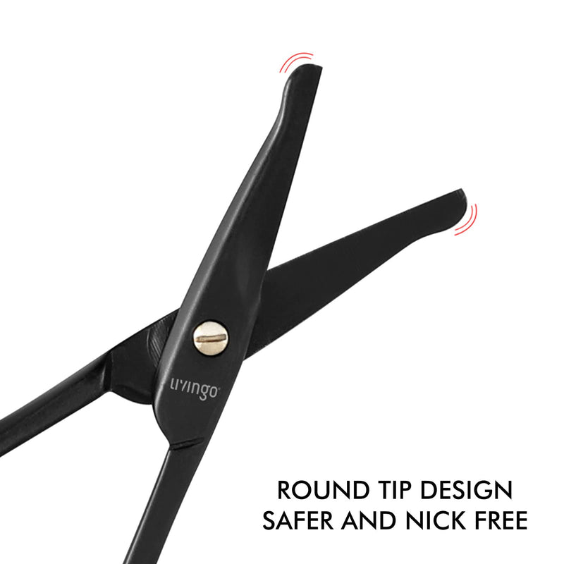 [Australia] - LIVINGO 9CM Premium Nose Hair Scissors, Curved Safety Blades with Rounded Tip for Trimming Small Details Facial Hair, Ear Hair, Eyebrow (Black) Black Curved 