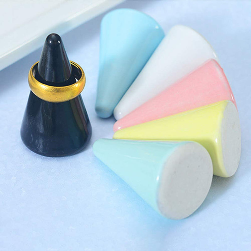 [Australia] - V-House Pack of 3 Ceramic Cone Ring Holder Tower Display Stand for Jewelry (White) White 