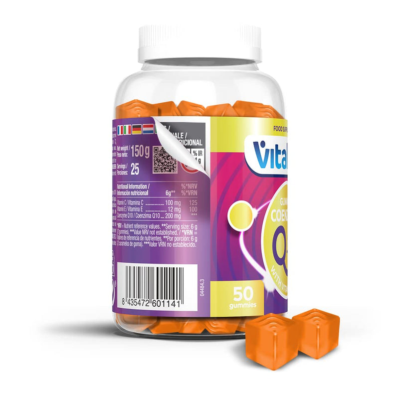 [Australia] - VITALDIN Coenzyme Q10 Gummies � 200 mg CoQ10 per Serving � 50 Chewable Gummies (1 Month Supply), Peach Flavour � Beauty Supplement � Antioxidant � Gluten Free 