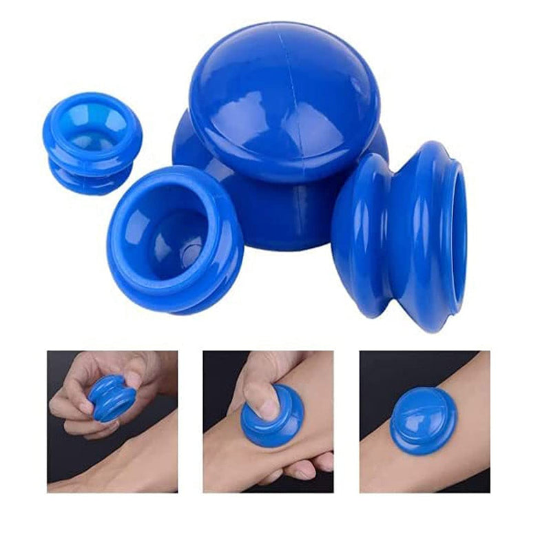 [Australia] - CkeyiN Silicone Cupping Cup, Cupping Therapy Set, 4pcs Massage Vacuum Cups, Anti Cellulite Acupuncture Massager Massage Cup Kit, Portable Face Body Massage Blue 