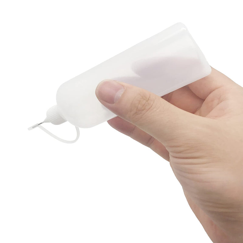 [Australia] - 5 Pcs Precision Tip Applicator Bottles, MYYZMY 4 Ounce Needle Tip Bottle, with 2 Pcs Mini Funnel, White Lid 
