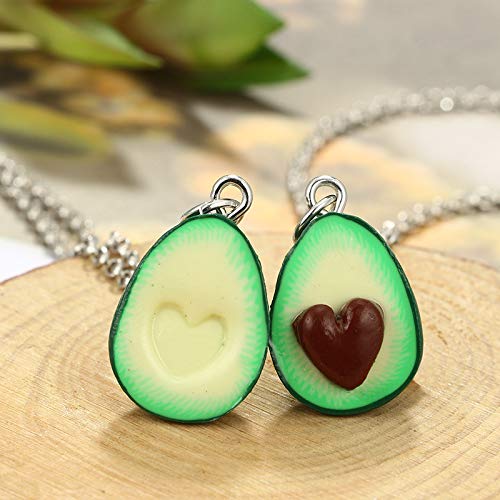 [Australia] - Cute Avocado necklace earrings jewelry set Heart Shape Nucleus Fruit Funny Jewelry for Women Girls Gifts 