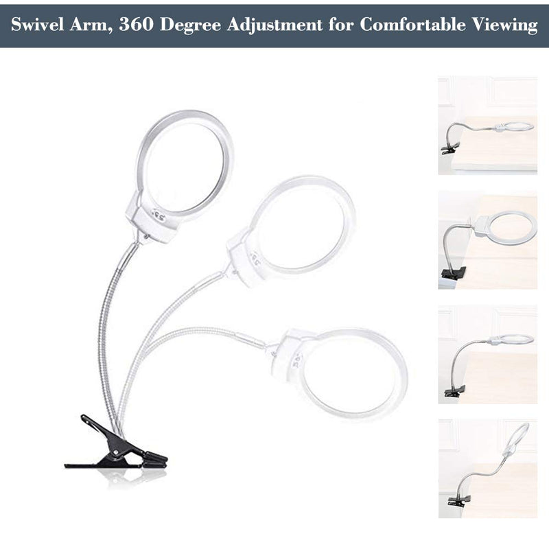 [Australia] - 5D Diamond Painting Tools Magnifier LED Light with Clamp, Folding Design with 1 Glass Lens 4X & 6X Magnifier 