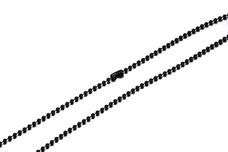 [Australia] - SINLEO Titanium Stainless Steel Small Beads Ball Chain Necklace for Men Women 18-38 Inches Silver Black Gold Black, 2.4mm wide 24.0 Inches 