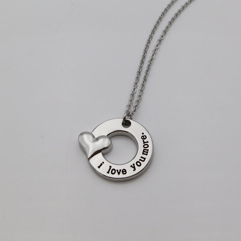 [Australia] - Mother Daughter Necklace I Love You More Necklace 18 inch Stainless Steel Necklace 