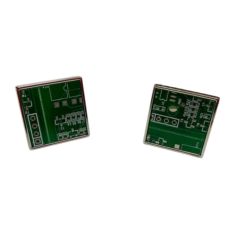 [Australia] - Upcycled Real Circuit Board Pieces Pair Cufflinks Green 