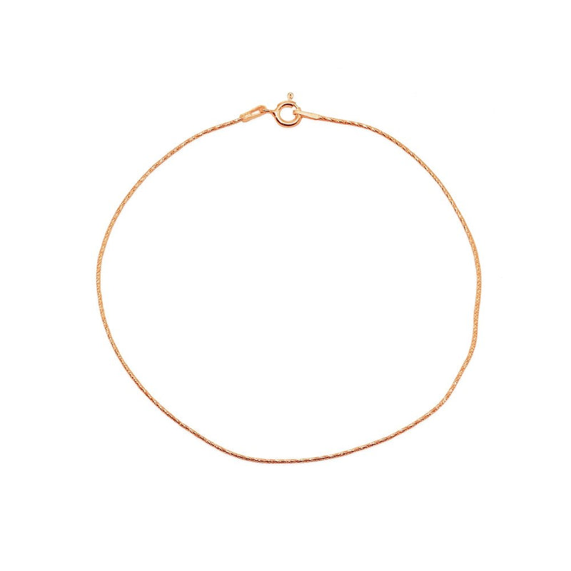 [Australia] - Sterling Silver Italian Thin Snake Chain Anklet, 9mm Yellow Gold Flash Silver 