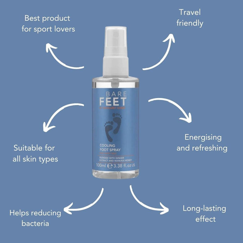 [Australia] - Bare Feet by Margaret Dabbs Cooling Foot Spray (100ml Travel-sized), Reviving Foot Spray To Reinvigorate And Restore Tired Or Sore Feet 