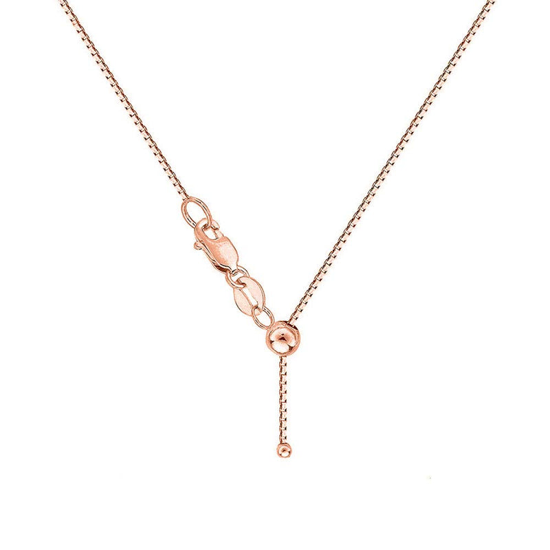 [Australia] - Verona Jewelers Sterling Silver Adjustable Box Chain Bolo Necklace| Sterling Silver Box Chain| 925 Sterling Silver Pendant Necklace | Adjust UP to 24 INCHES rose gold plated 