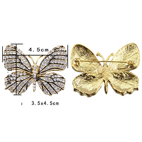 [Australia] - Tvoip Empress Monarch Winged Butterfly Swarovski Crystal Rhinestones Brooch Pin Silver 