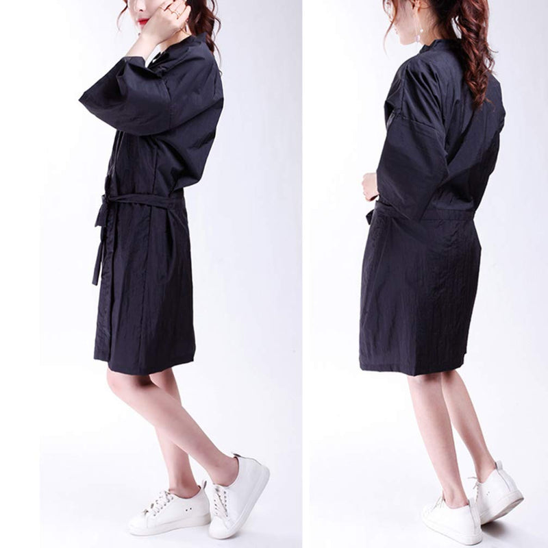 [Australia] - Lurrose Salon Client Gown Robes Cape Hair Salon Hair Cutting Smock for Clients Kimono Style (Black) 