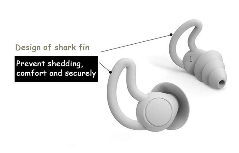 [Australia] - Reusable Safe Silicone Earplugs Noise Cancelling Ear Plugs for Sleeping (Reduce 40dB) High Fidelity Earplugs for Musicians Concerts Construction Motorcycle Shooting Sleeping (Gray) 